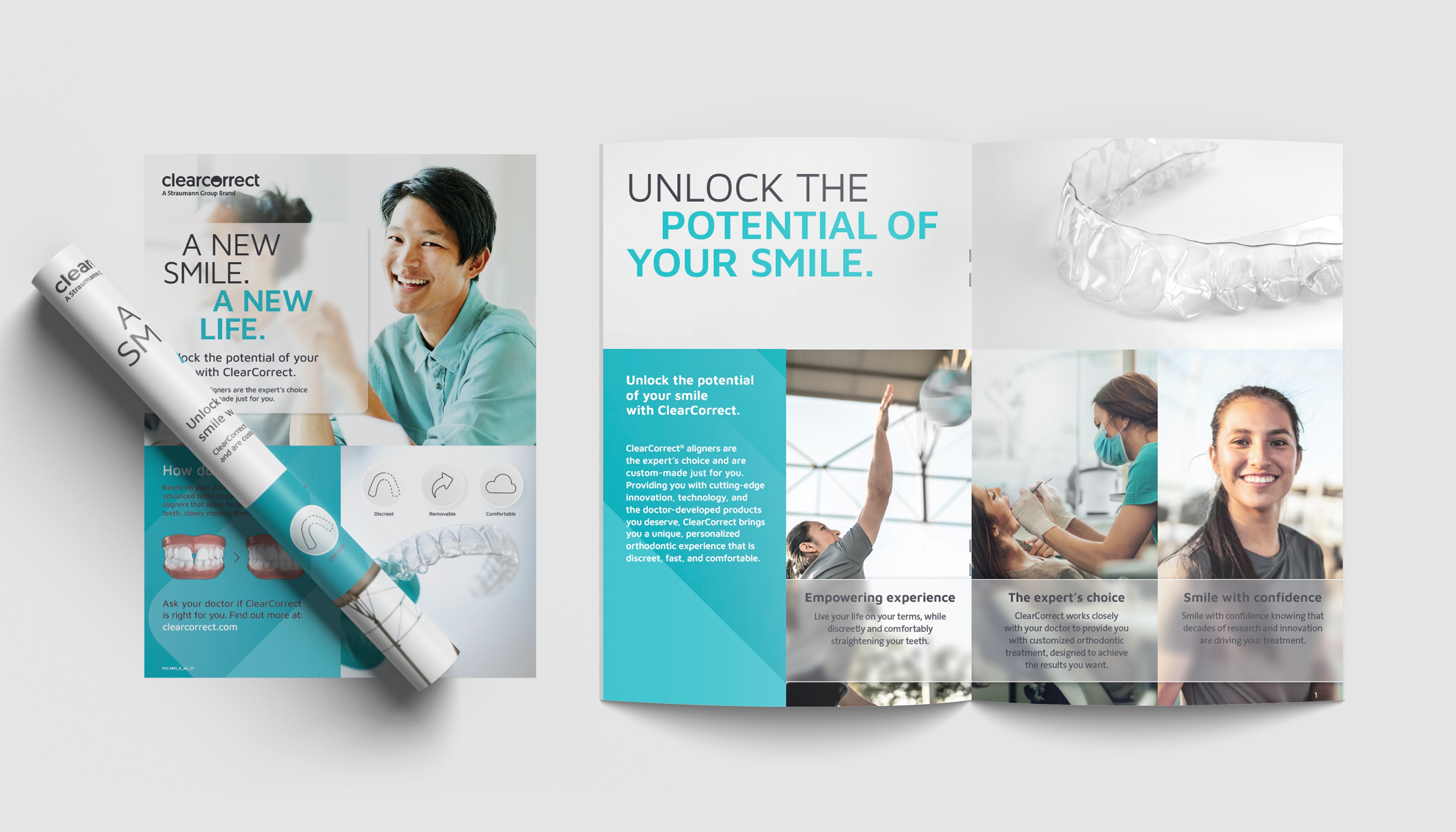 Patient brochure for the ClearCorrect practice growth offering. 